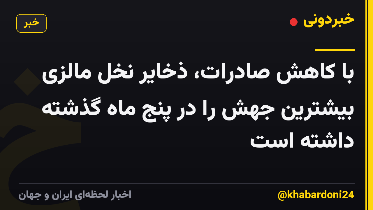 با کاهش صادرات، ذخایر نخل مالزی بیشترین جهش را در پنج ماه گذشته داشته است