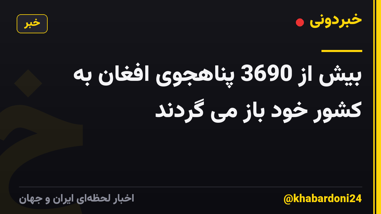 بیش از 3690 پناهجوی افغان به کشور خود باز می گردند