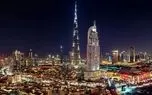 نور پردازی پرچم روسیه روی برج خلیفه امارات