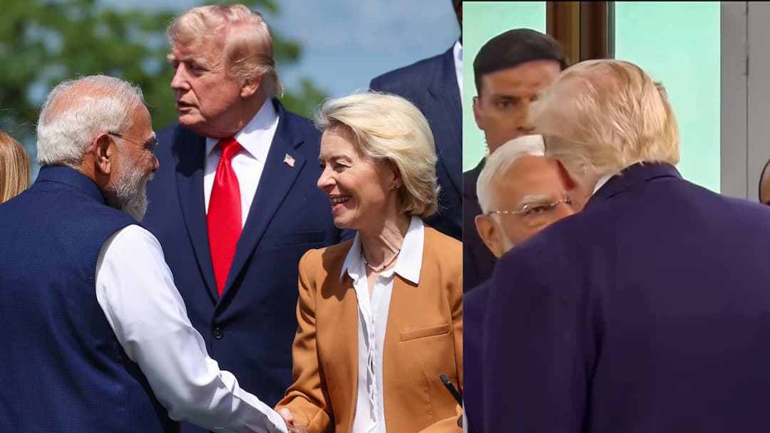 ویدیوی ویروسی ترامپ هنگام بالا رفتن از پله‌ها در اجلاس سران G7 مچ مودیس نخست وزیر را گرفته است