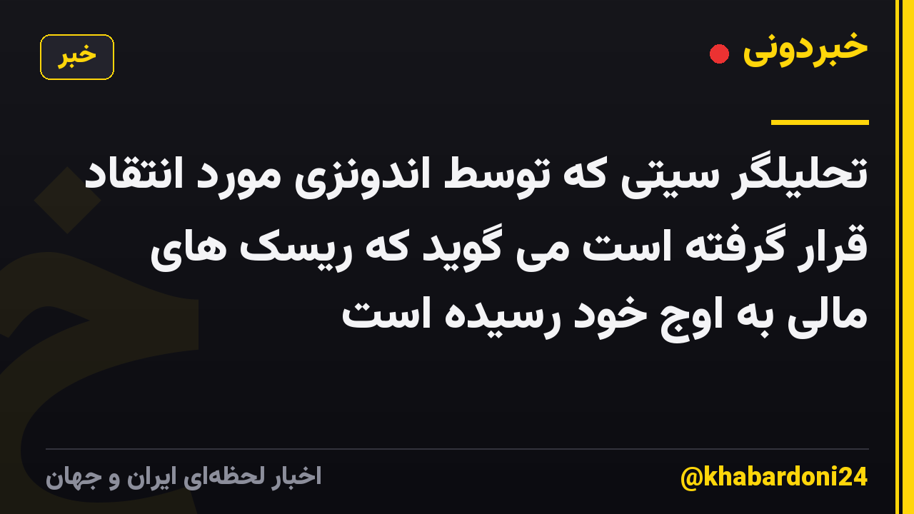 تحلیلگر سیتی که توسط اندونزی مورد انتقاد قرار گرفته است می گوید که ریسک های مالی به اوج خود رسیده است