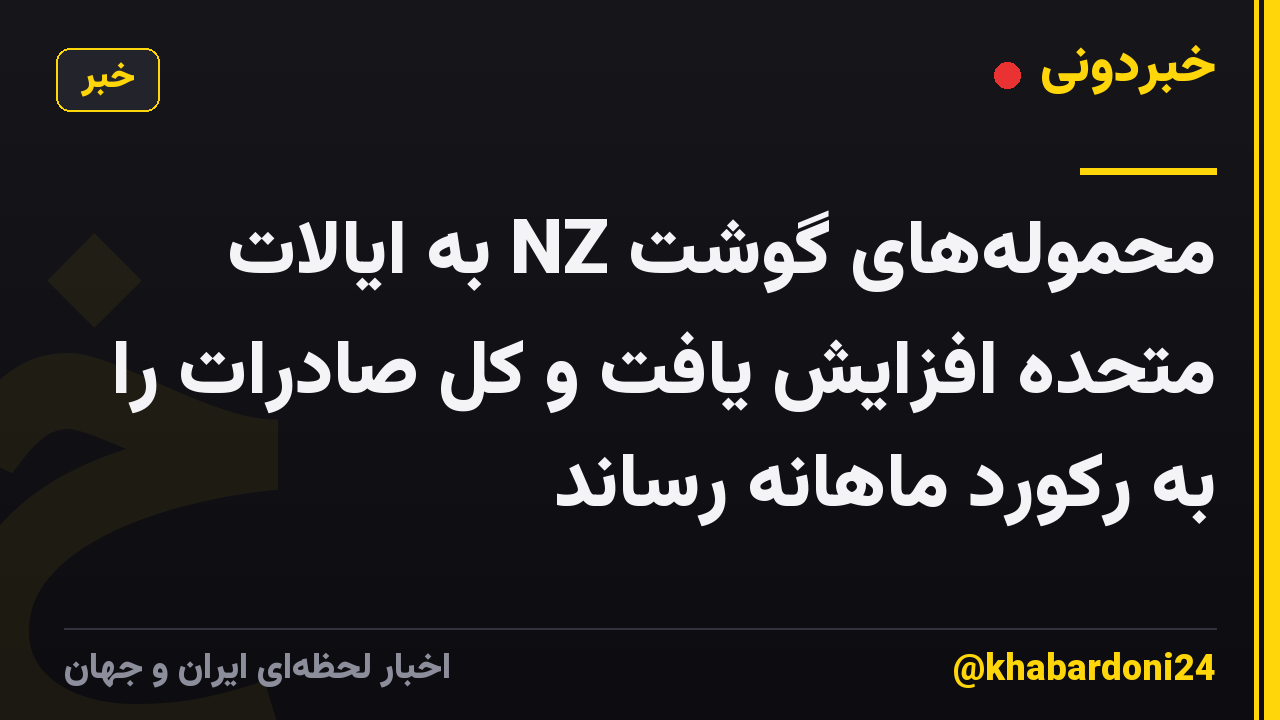 محموله‌های گوشت NZ به ایالات متحده افزایش یافت و کل صادرات را به رکورد ماهانه رساند