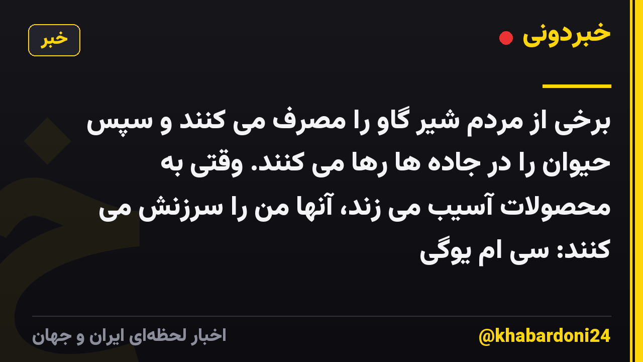 برخی از مردم شیر گاو را مصرف می کنند و سپس حیوان را در جاده ها رها می کنند. وقتی به محصولات آسیب می زند، آنها من را سرزنش می کنند: سی ام یوگی