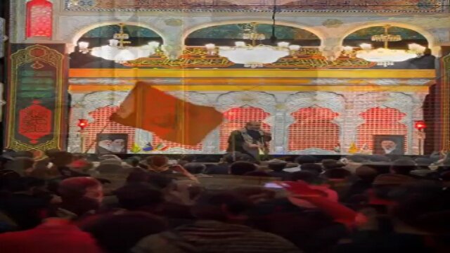 حمایت عزاداران حسینی از حزب الله لبنان در حرم مطهر بانوی کرامت + فیلم
