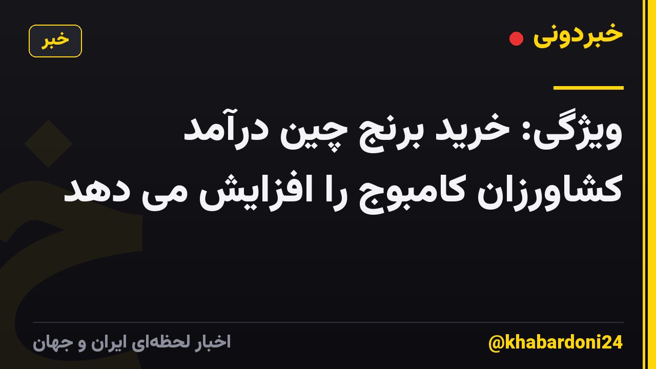 ویژگی: خرید برنج چین درآمد کشاورزان کامبوج را افزایش می دهد