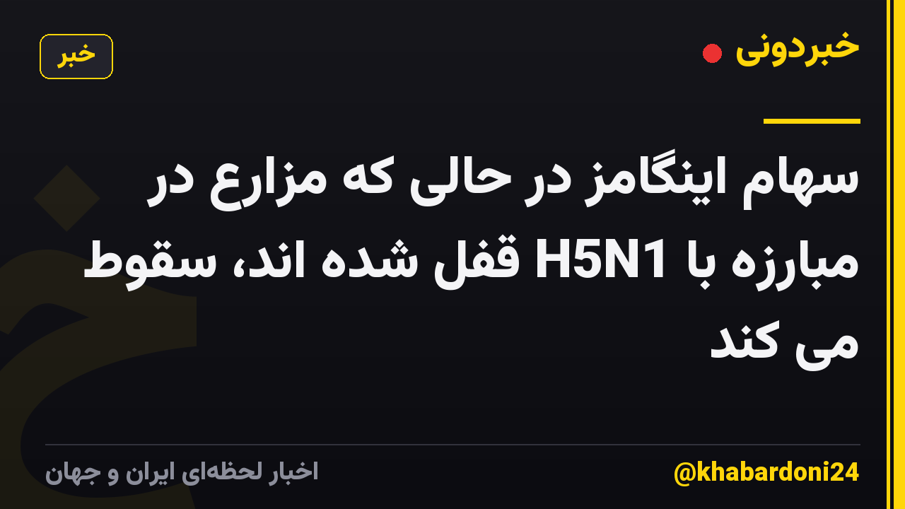 سهام اینگامز در حالی که مزارع در مبارزه با H5N1 قفل شده اند، سقوط می کند