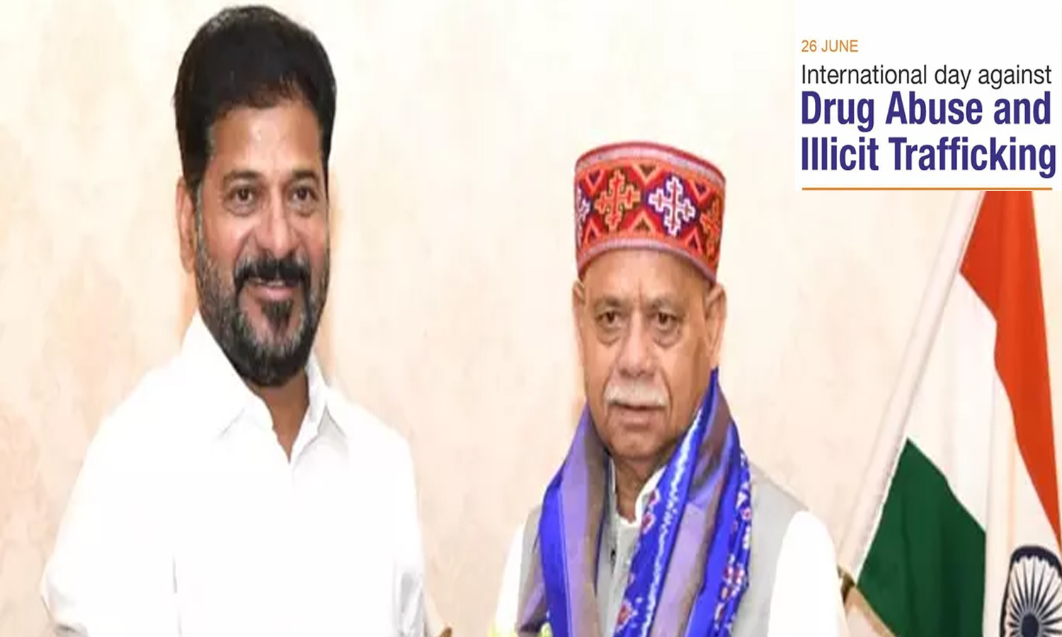Telangana Guv، CM از مردم می‌خواهد در پیشگیری از سوء مصرف مواد دست به دست هم دهند