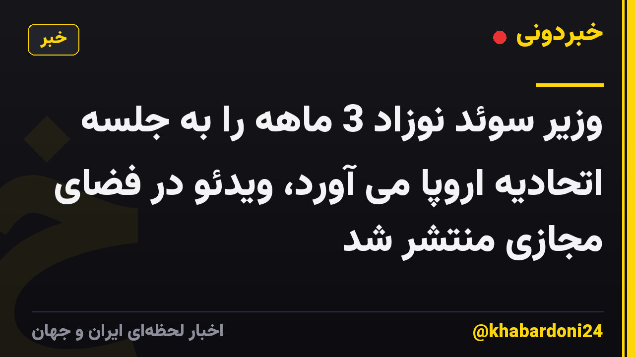 وزیر سوئد نوزاد 3 ماهه را به جلسه اتحادیه اروپا می آورد، ویدئو در فضای مجازی منتشر شد