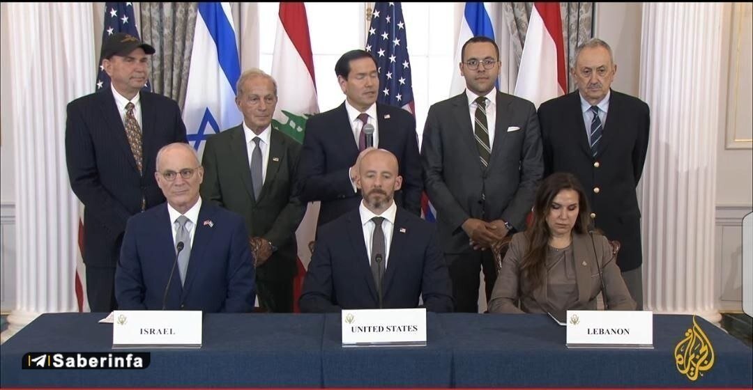 ببینید | لحظه اعلام توافق بین دولت لبنان و اسرائیل با میانجیگری آمریکا