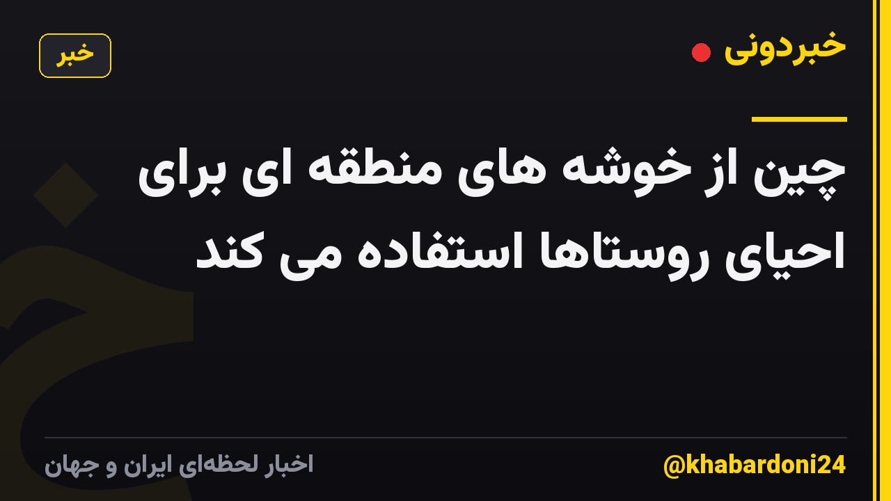 چین از خوشه های منطقه ای برای احیای روستاها استفاده می کند
