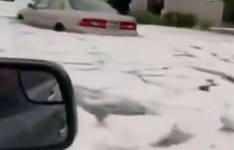 فیلم/ تگرگ خیابان‌های آیداهو را به منظره‌ای زمستانی تبدیل کرد