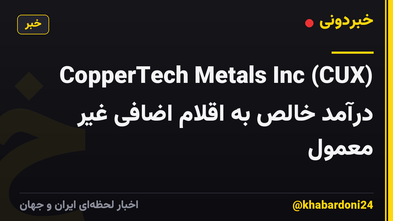CopperTech Metals Inc (CUX) درآمد خالص به اقلام اضافی غیر معمول