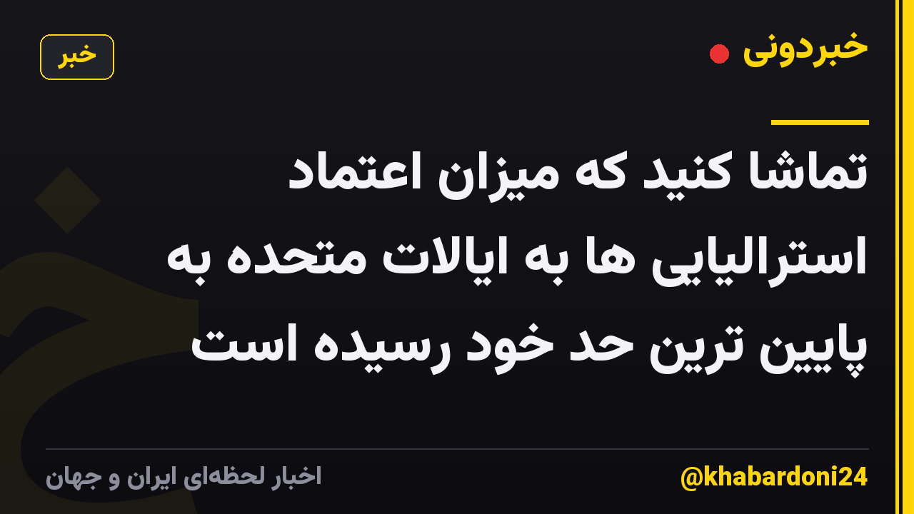 تماشا کنید که میزان اعتماد استرالیایی ها به ایالات متحده به پایین ترین حد خود رسیده است