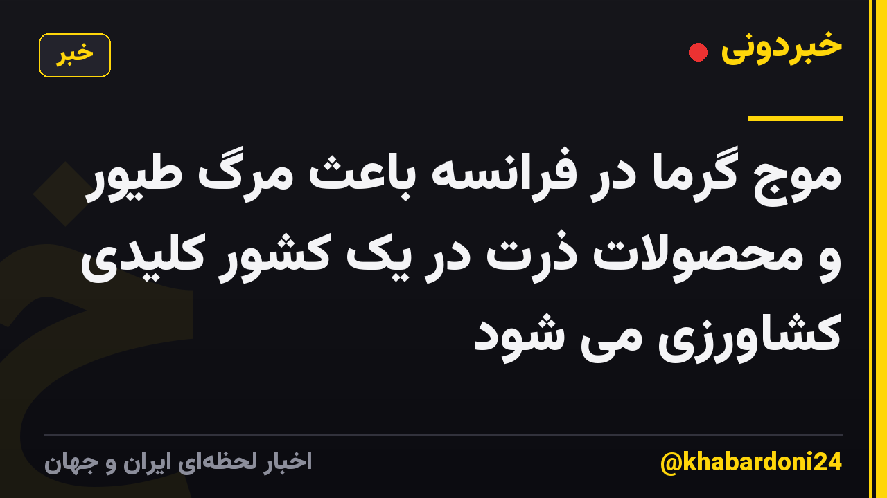 موج گرما در فرانسه باعث مرگ طیور و محصولات ذرت در یک کشور کلیدی کشاورزی می شود
