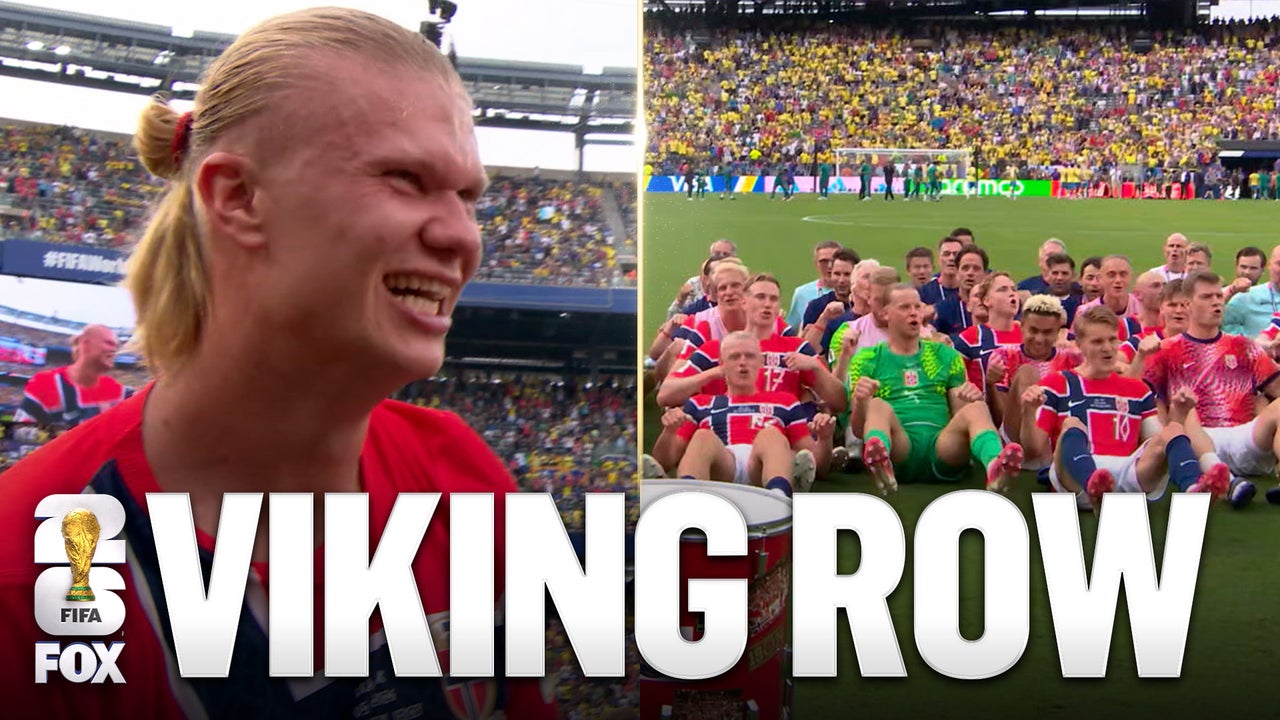 ارلینگ هالند پس از صعود به مرحله یک چهارم نهایی، نروژ را در جشن EPIC Viking Row رهبری کرد.