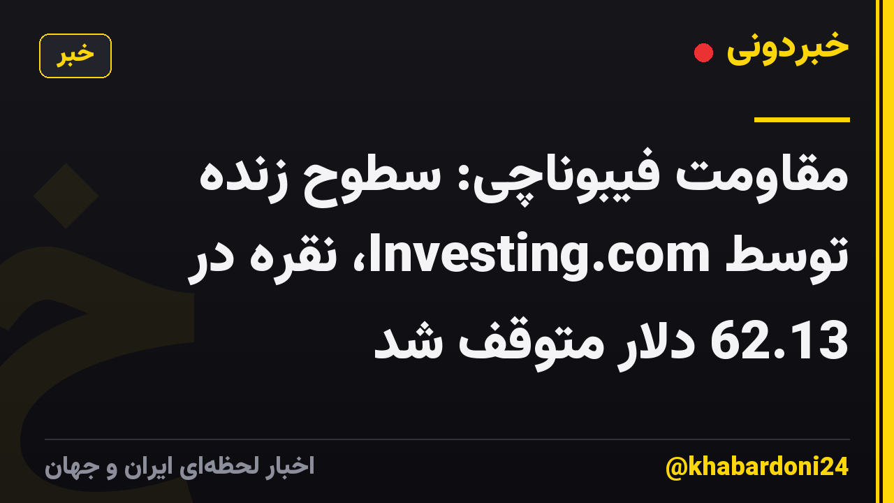 مقاومت فیبوناچی: سطوح زنده توسط Investing.com، نقره در 62.13 دلار متوقف شد