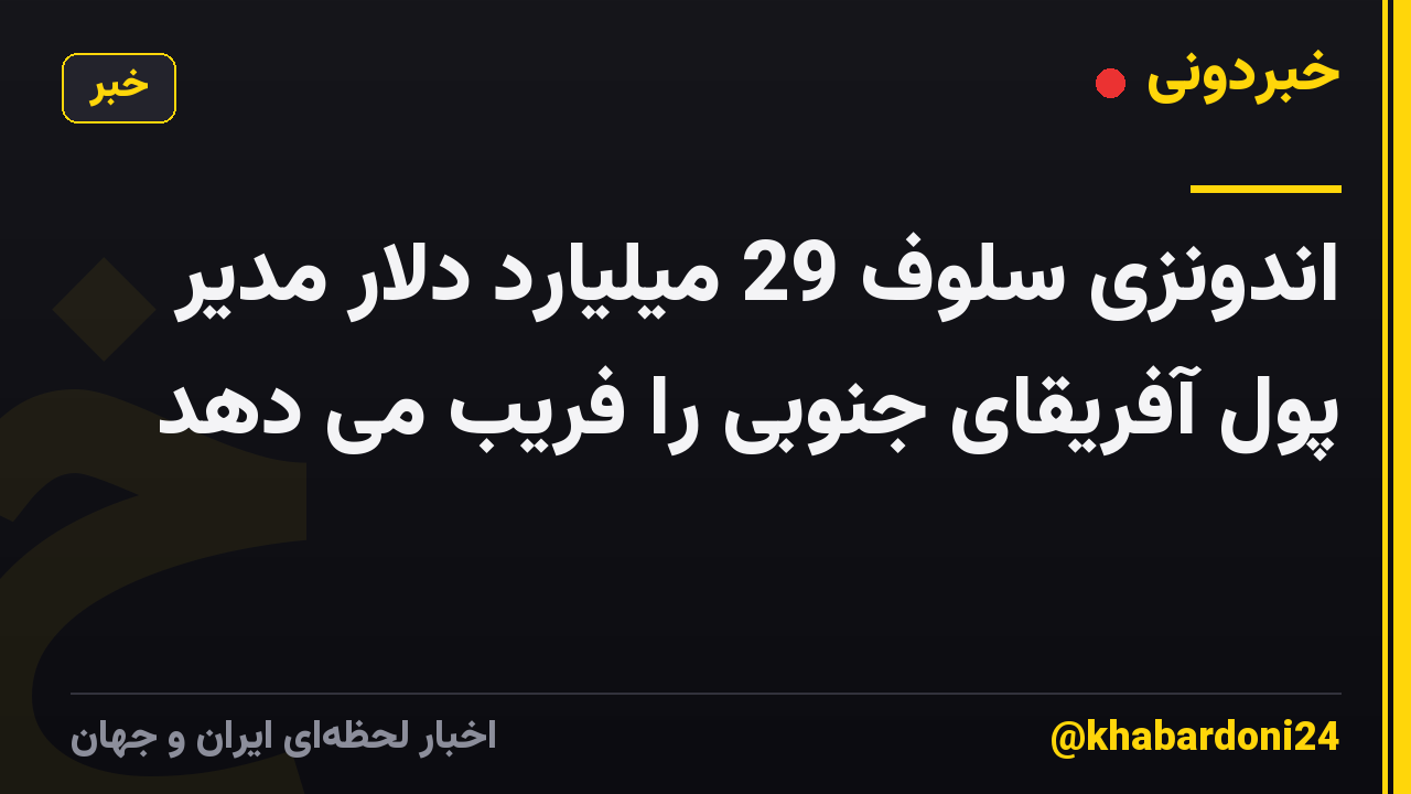 اندونزی سلوف 29 میلیارد دلار مدیر پول آفریقای جنوبی را فریب می دهد