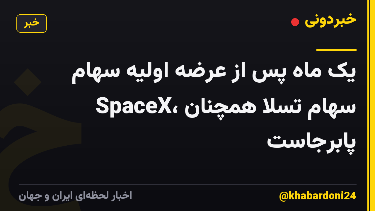 یک ماه پس از عرضه اولیه سهام SpaceX، سهام تسلا همچنان پابرجاست
