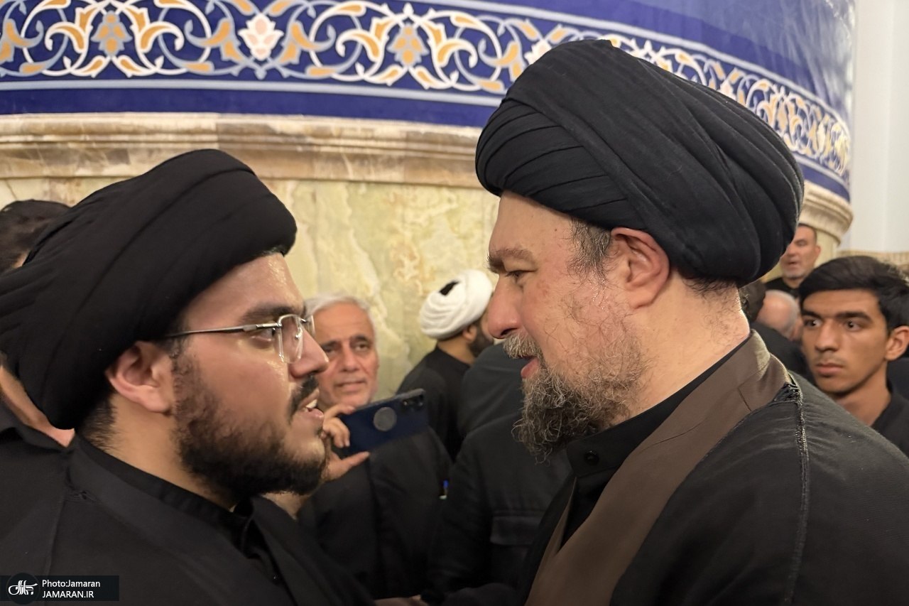 تصاویر: سیدحسن خمینی، قالیباف، مروی، حکیم، اژهای، حجازی و فرزند سیدحسن نصرالله در مراسم تشییع رهبر شهید در مشهد