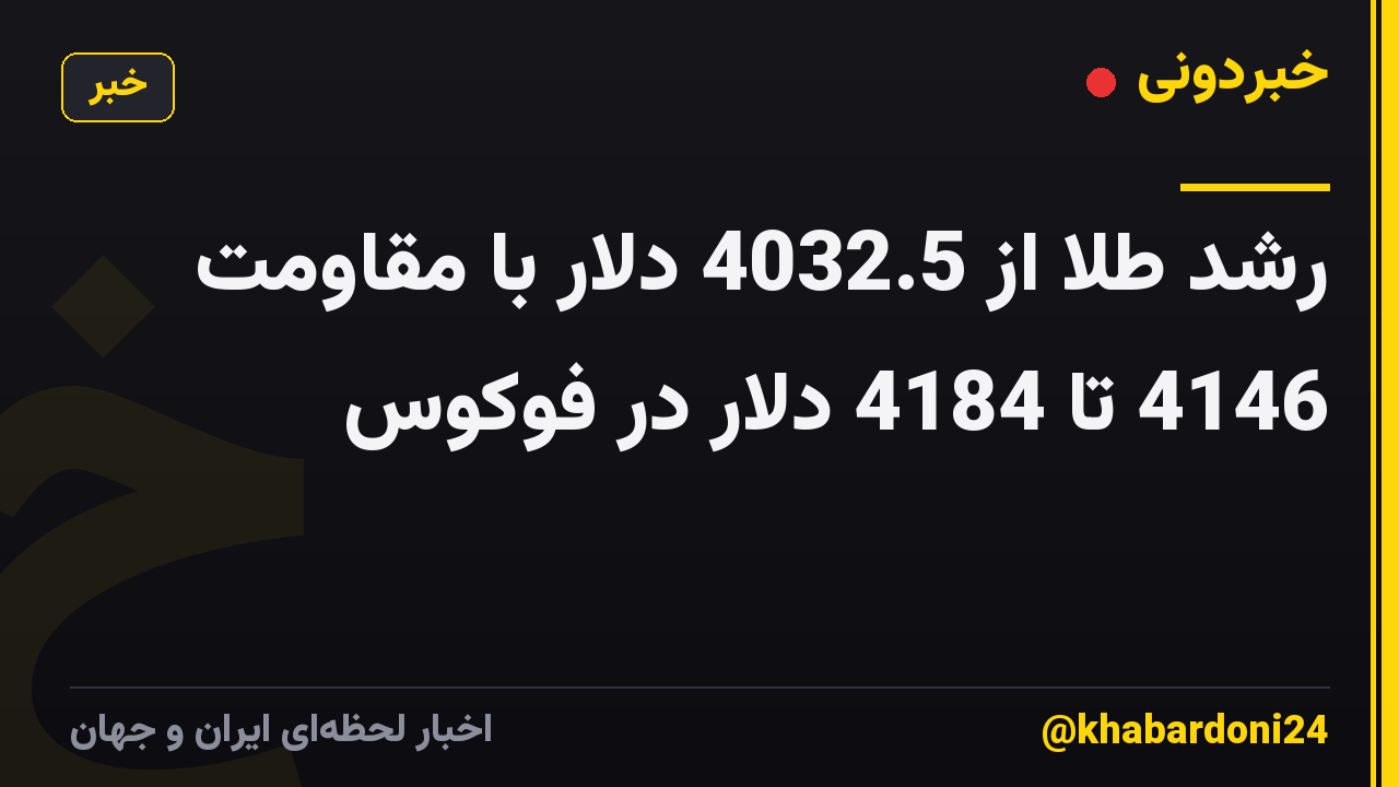 رشد طلا از 4032.5 دلار با مقاومت 4146 تا 4184 دلار در فوکوس