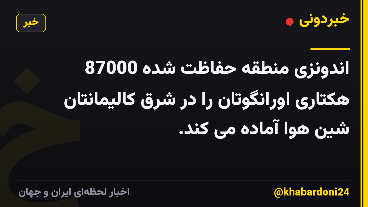 اندونزی منطقه حفاظت شده 87000 هکتاری اورانگوتان را در شرق کالیمانتان شین هوا آماده می کند.