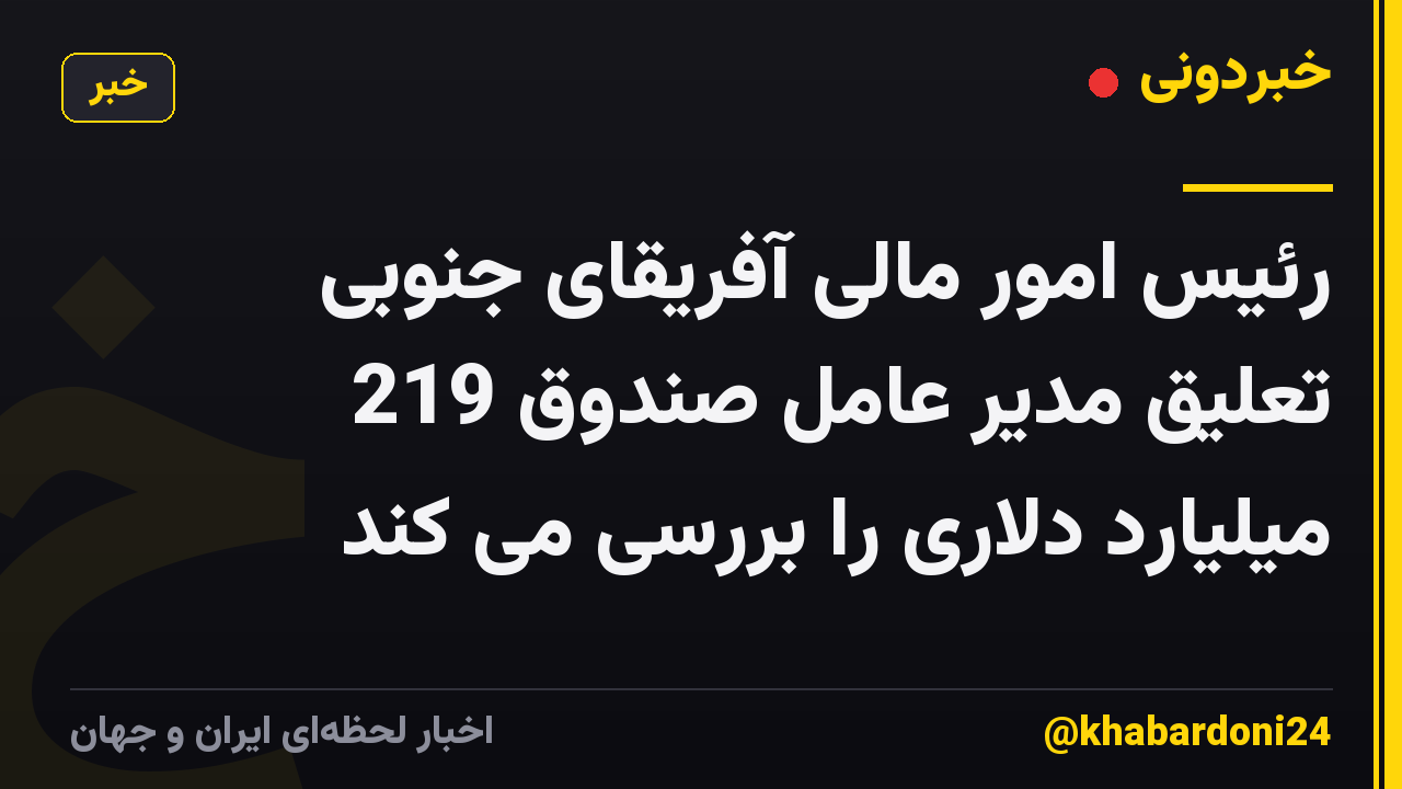 رئیس امور مالی آفریقای جنوبی تعلیق مدیر عامل صندوق 219 میلیارد دلاری را بررسی می کند