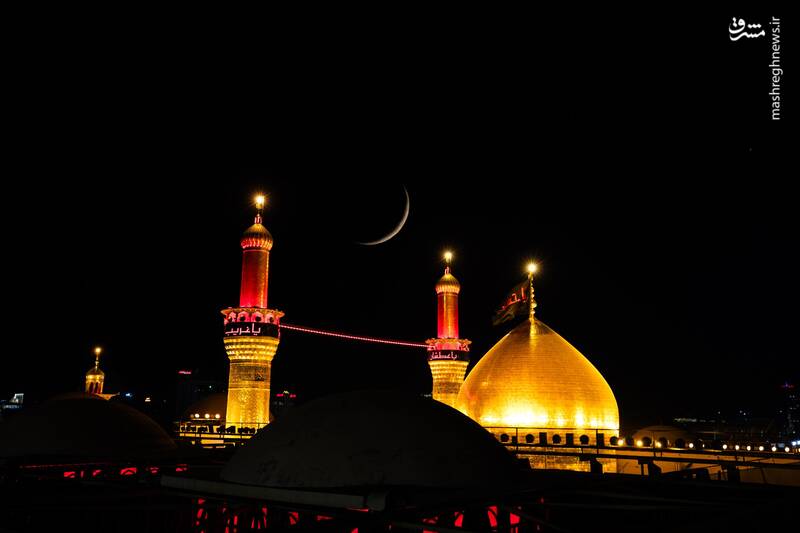 عکس/ هلال ماه صفر بر فراز حرم امام حسین(ع)