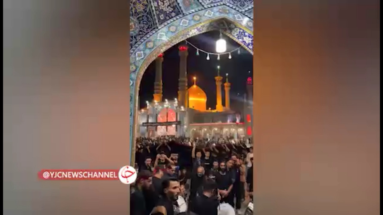 برپایی پرشور دسته عزاداری در شب شهادت حضرت رقیه در حرم بانوی کرامت(س) + فیلم