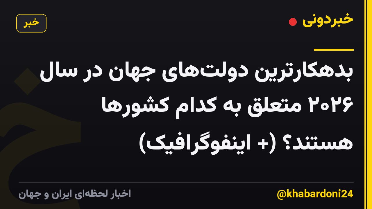 بدهکارترین دولتهای جهان در سال ۲۰۲۶ متعلق به کدام کشورها هستند؟ (+ اینفوگرافیک)
