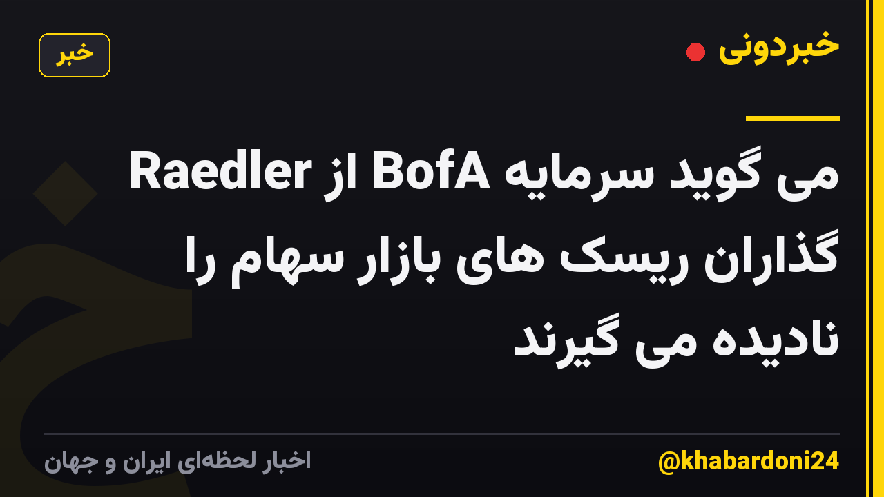 Raedler از BofA می گوید سرمایه گذاران ریسک های بازار سهام را نادیده می گیرند