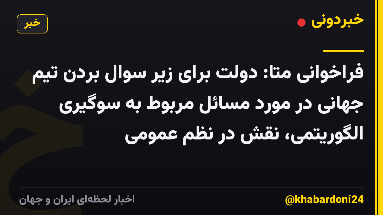 فراخوانی متا: دولت برای زیر سوال بردن تیم جهانی در مورد مسائل مربوط به سوگیری الگوریتمی، نقش در نظم عمومی
