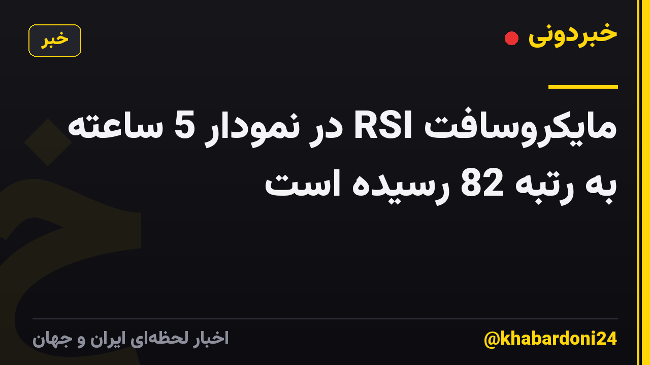 مایکروسافت RSI در نمودار 5 ساعته به رتبه 82 رسیده است