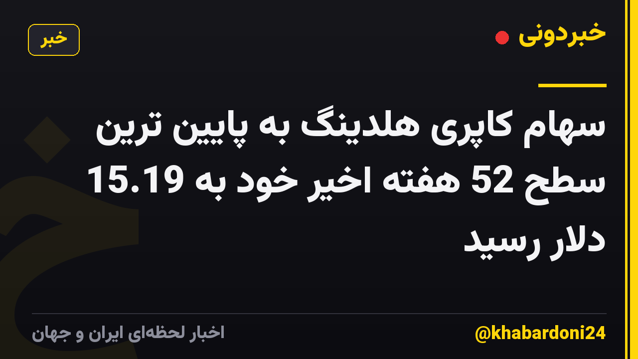 سهام کاپری هلدینگ به پایین ترین سطح 52 هفته اخیر خود به 15.19 دلار رسید