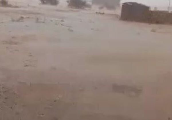 بارش باران و جاریشدن روانآب در روستای پشتپر دشتستان
