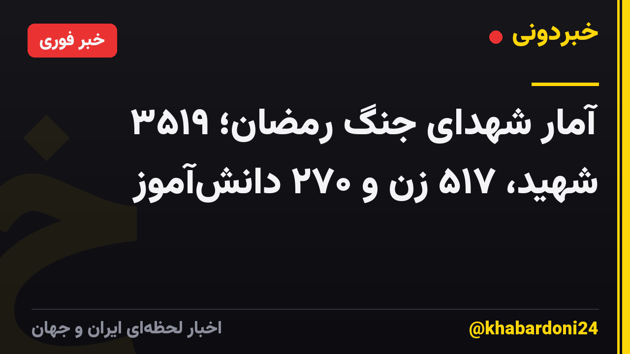 آمار شهدای جنگ رمضان؛ ۳۵۱۹ شهید، ۵۱۷ زن و ۲۷۰ دانشآموز
