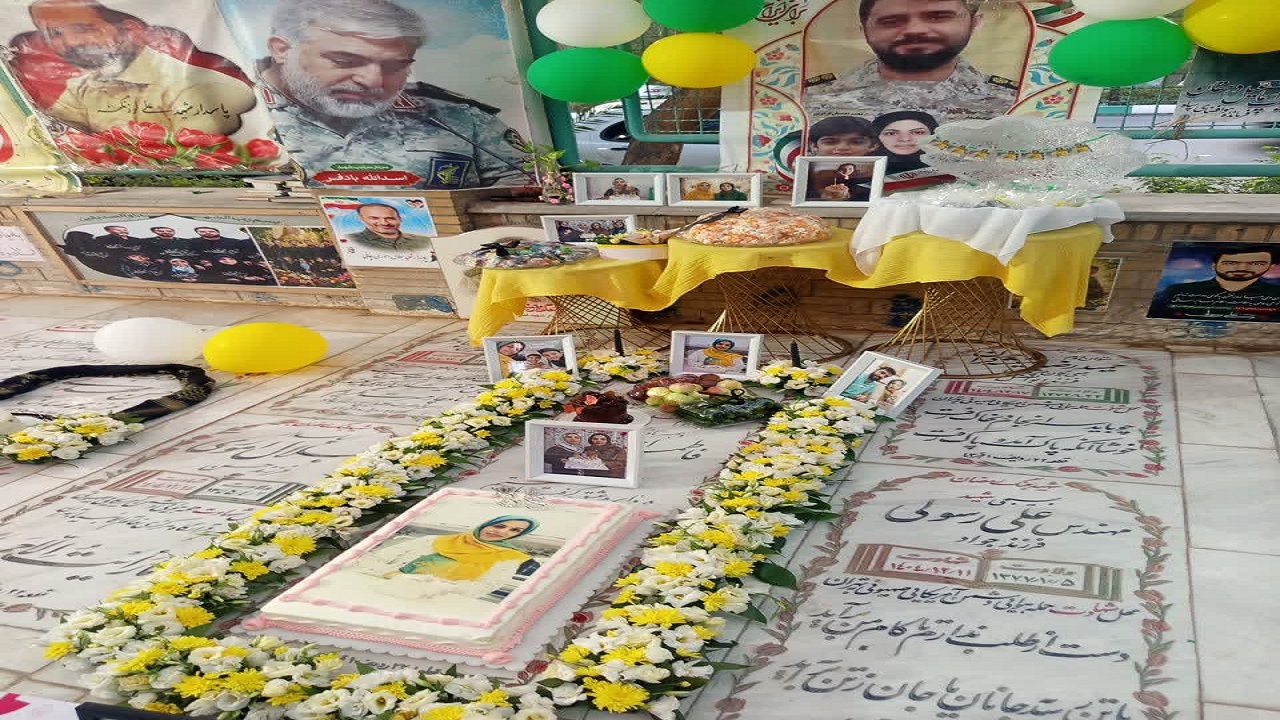 جشن تولدی متفاوت در گلزار شهدای قم؛ روایت دلتنگی فائزه در فراق قل شهیدش