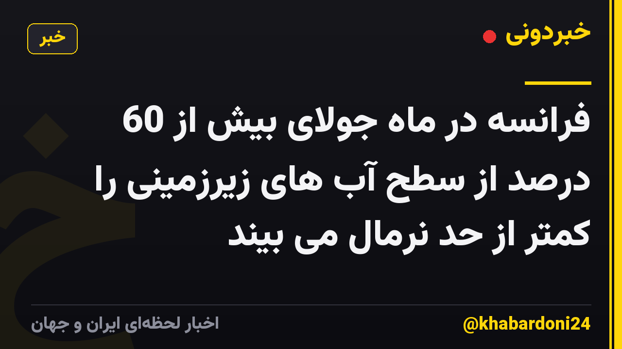 فرانسه در ماه جولای بیش از 60 درصد از سطح آب های زیرزمینی را کمتر از حد نرمال می بیند