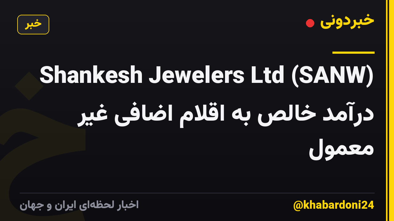 Shankesh Jewelers Ltd (SANW) درآمد خالص به اقلام اضافی غیر معمول