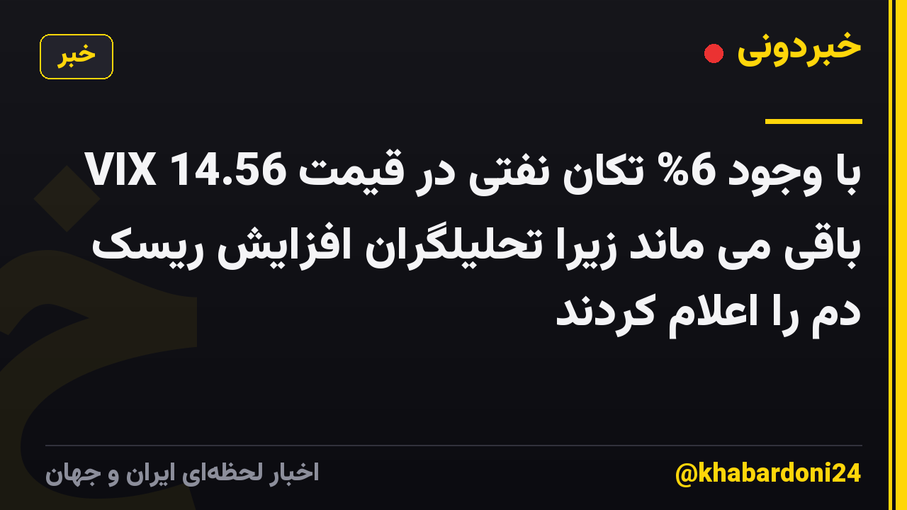 VIX با وجود 6% تکان نفتی در قیمت 14.56 باقی می ماند زیرا تحلیلگران افزایش ریسک دم را اعلام کردند