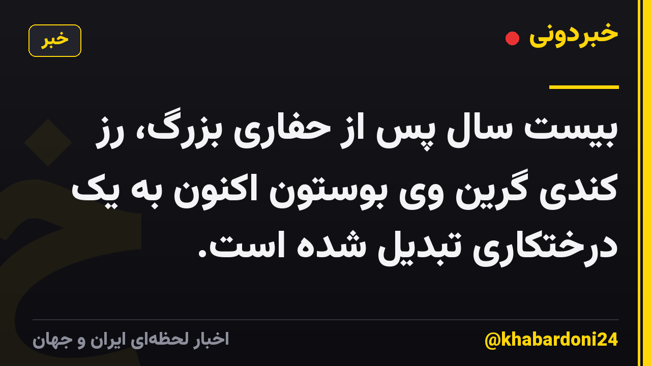 بیست سال پس از حفاری بزرگ، رز کندی گرین وی بوستون اکنون به یک درختکاری تبدیل شده است.