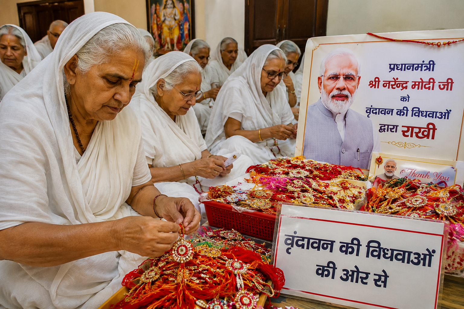 بیوه های Vrindavan بیش از 1000 راخی به PM Modi ارسال کردند