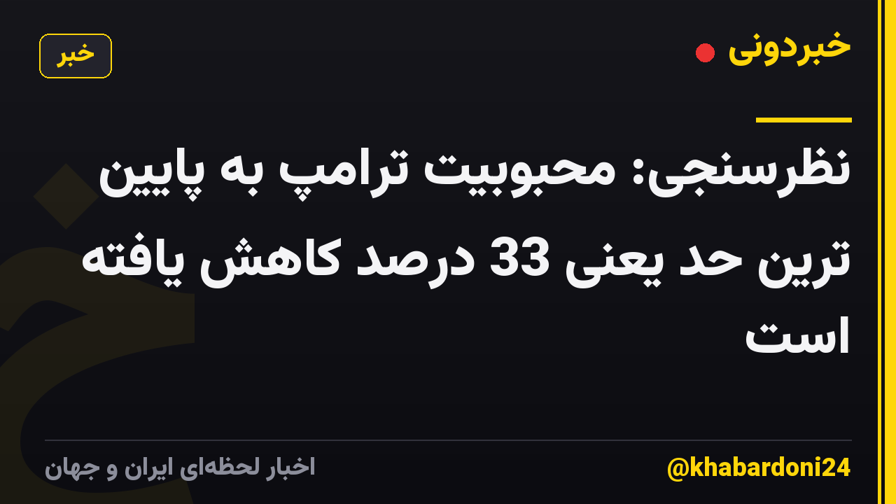نظرسنجی: محبوبیت ترامپ به پایین ترین حد یعنی 33 درصد کاهش یافته است
