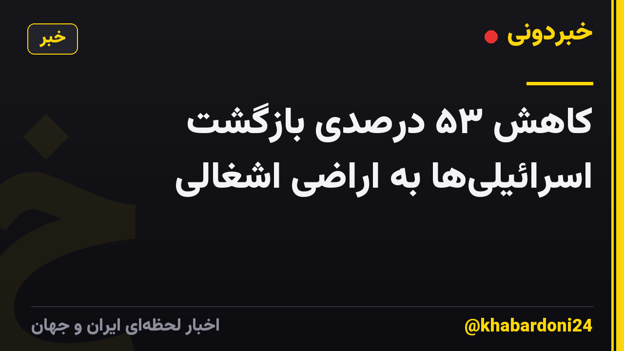 کاهش ۵۳ درصدی بازگشت اسرائیلیها به اراضی اشغالی