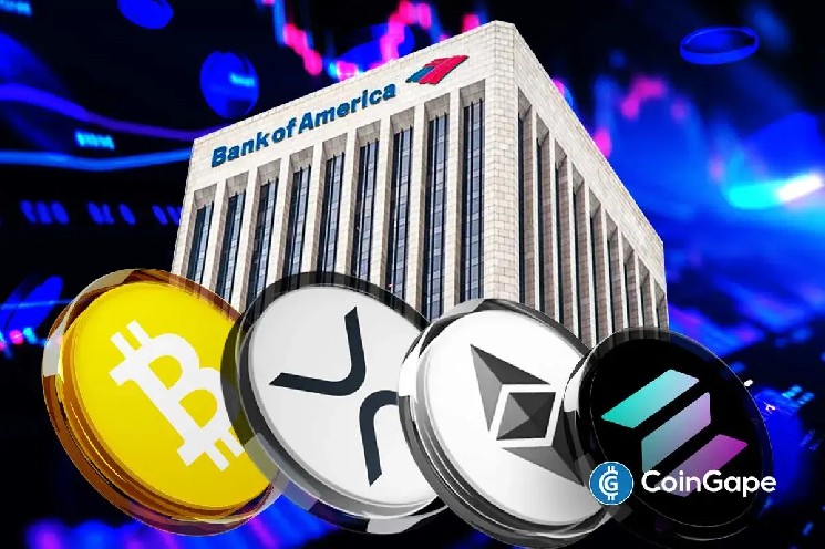 بانک آمریکا (BofA) بیت کوین، ETH و ETF های XRP را افزایش داد، سهام MSTR را تا 70 درصد کاهش داد.
