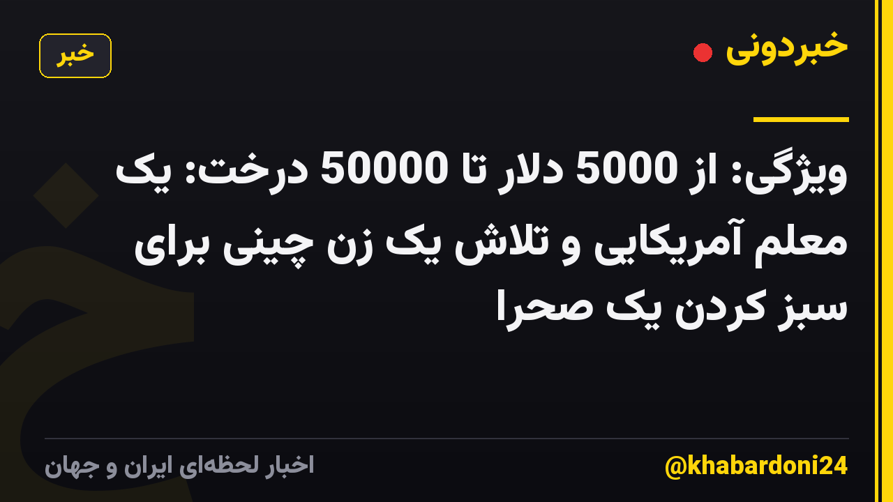 ویژگی: از 5000 دلار تا 50000 درخت: یک معلم آمریکایی و تلاش یک زن چینی برای سبز کردن یک صحرا