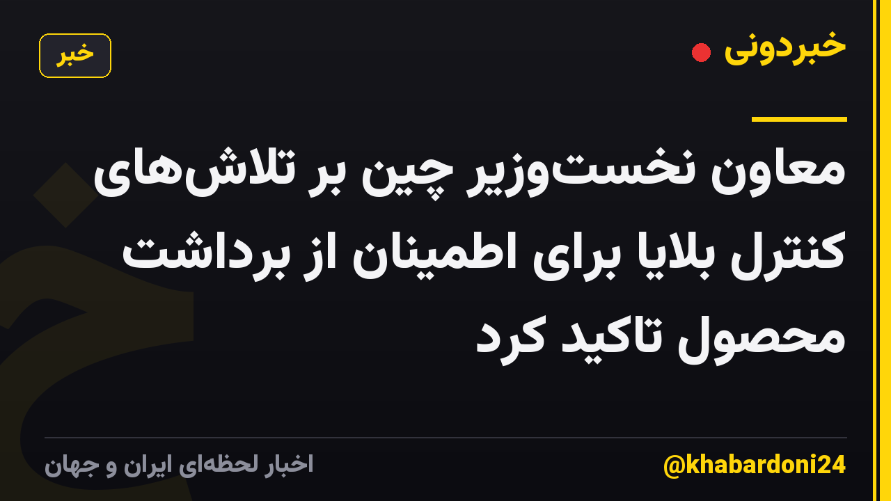 معاون نخست‌وزیر چین بر تلاش‌های کنترل بلایا برای اطمینان از برداشت محصول تاکید کرد