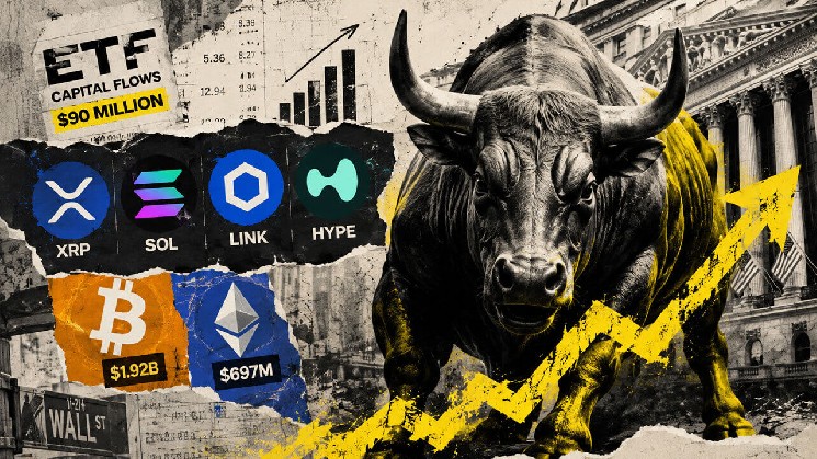 وال استریت تقریباً 90 میلیون دلار به آلتکوینها سرازیر کرد زیرا XRP، SOL و HYPE بالاتر رفتند.