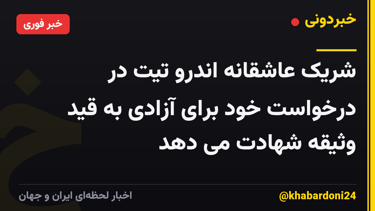 شریک عاشقانه اندرو تیت در درخواست خود برای آزادی به قید وثیقه شهادت می دهد
