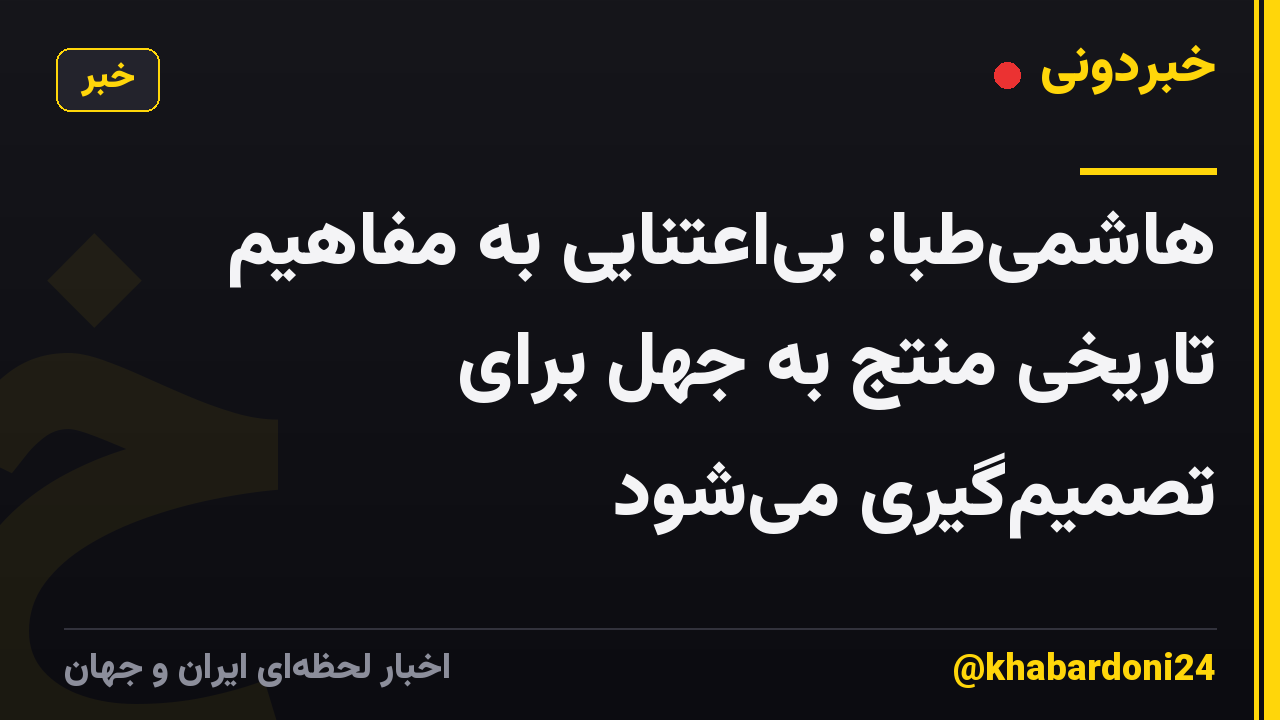 هاشمیطبا: بیاعتنایی به مفاهیم تاریخی منتج به جهل برای تصمیمگیری میشود