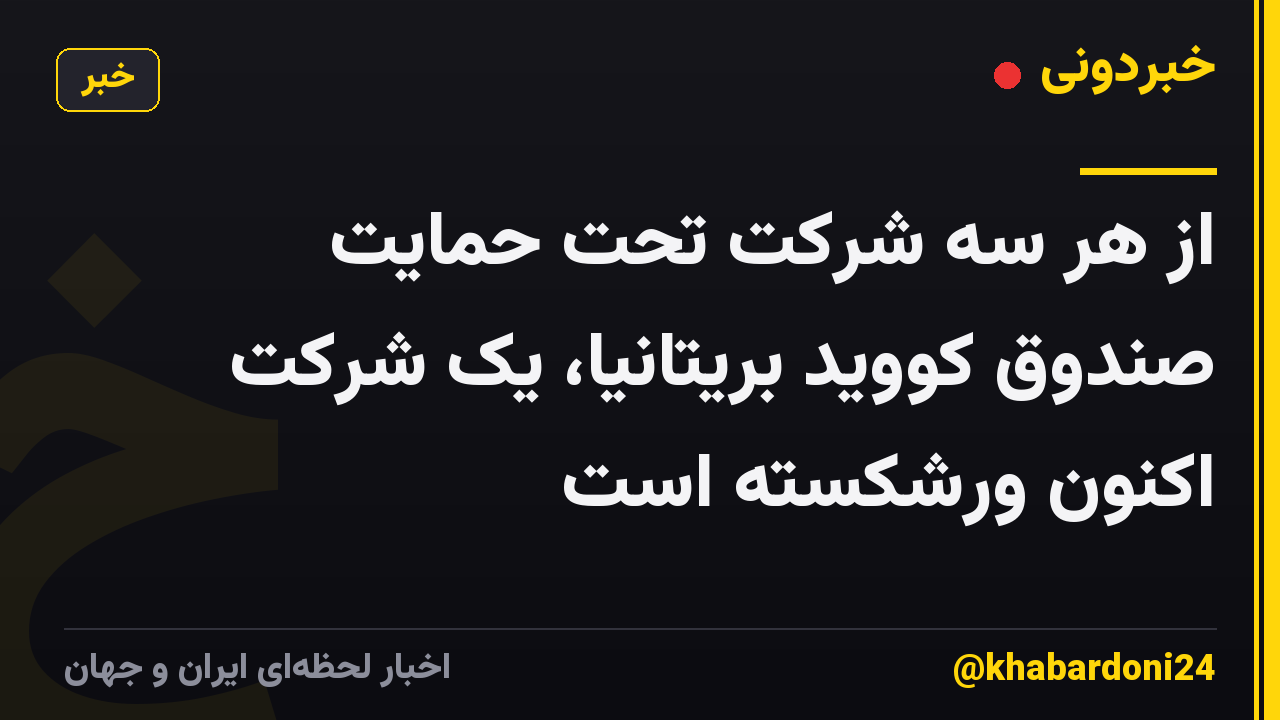 از هر سه شرکت تحت حمایت صندوق کووید بریتانیا، یک شرکت اکنون ورشکسته است